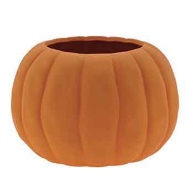 T9180L – 7 Round Matte Orange Pumpkin Pot – Each