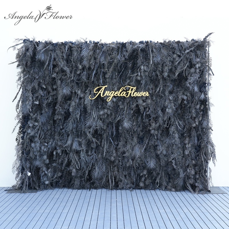 5D Black Flower Wall Event Party Wedding Backdrop Decor Props A117 A7491