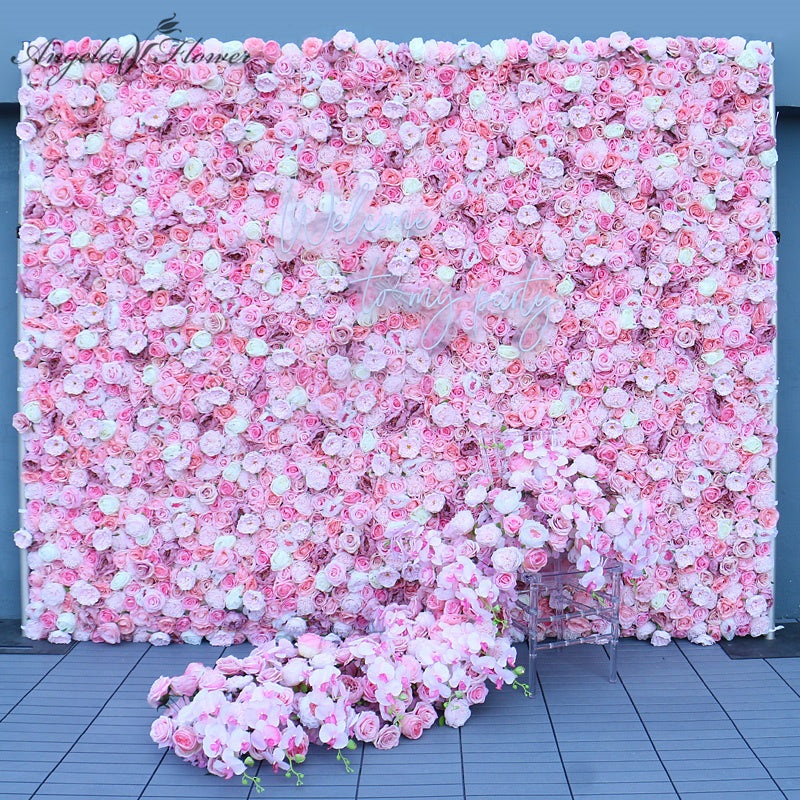 5D Pink Flower Wall Wedding Backdrop Decor Prop Plant Wall A114 A7432