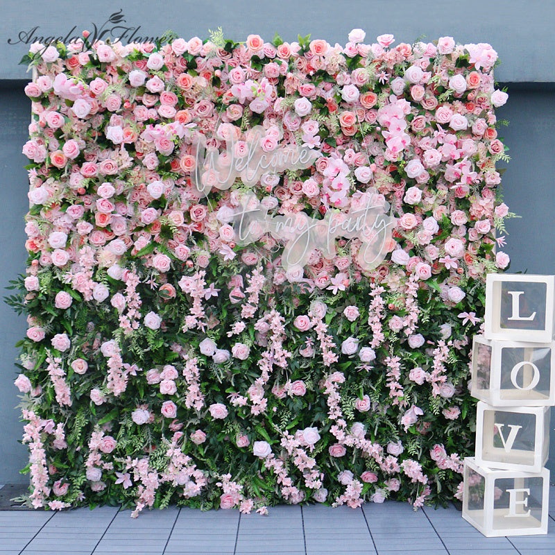 5D Pink Rose Flower Wall Event Party Wedding Backdrop Decor Props A123 A7447