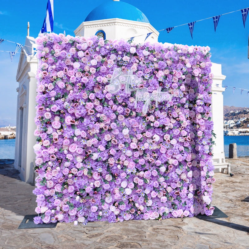5D Purple Flower Wall Arrangement Wedding Backdrop Decor Plant Wall A124 A7544