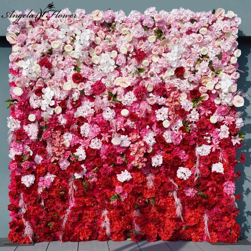 5D Red Pink Cloth Floral Wall Banquet Wedding Backdrop Decor A165 A7642