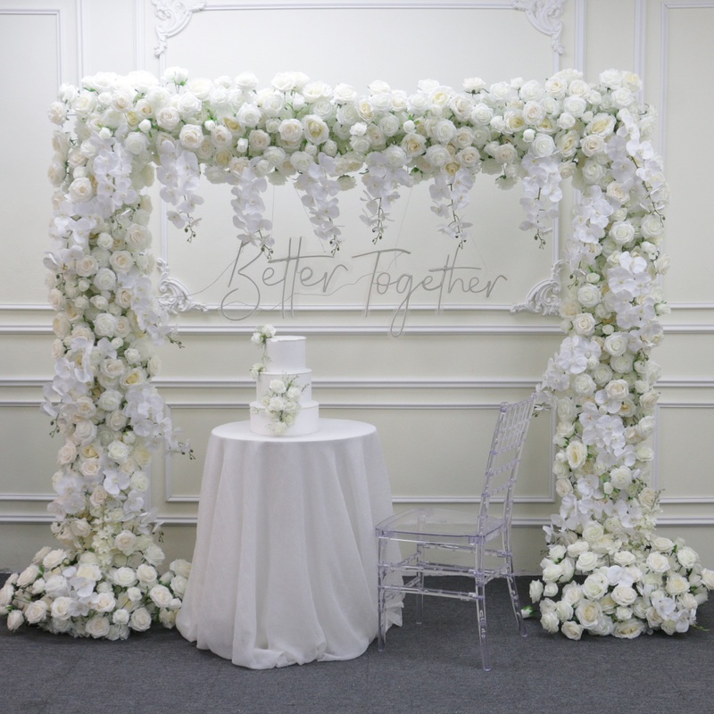 A082 A8123 White Rose Wedding Flower Row Arrangement Table Runner