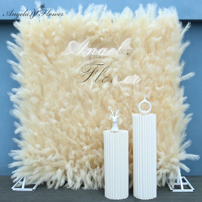 A7487 Pampas Grass Cloth Base Roll Up Flower Wall Curtain Wall Wedding Backdrop