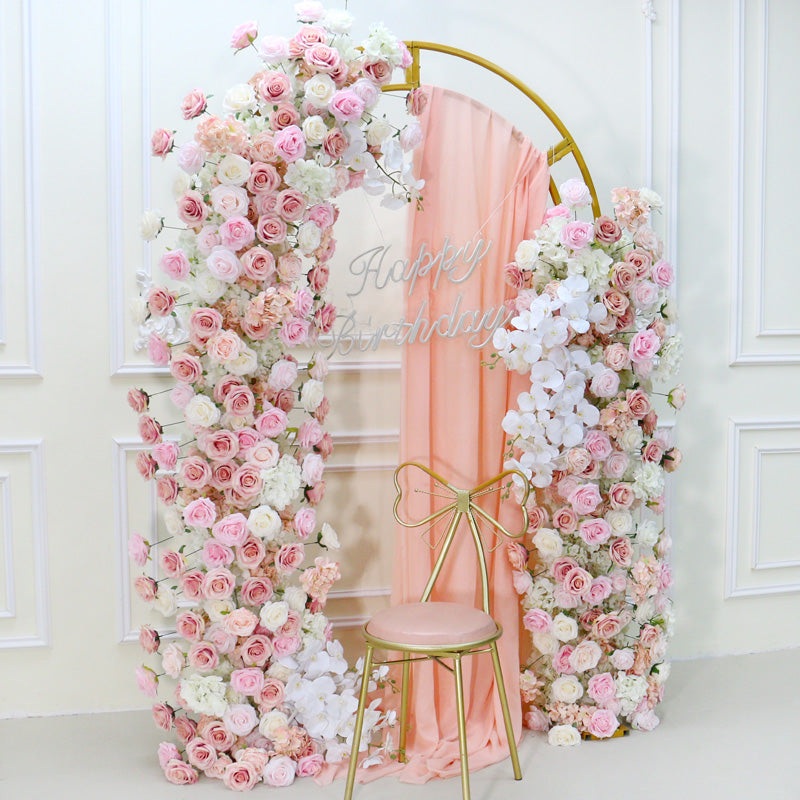 A7513 Pink white series arch flowers arrangement wedding event backdrop decor
