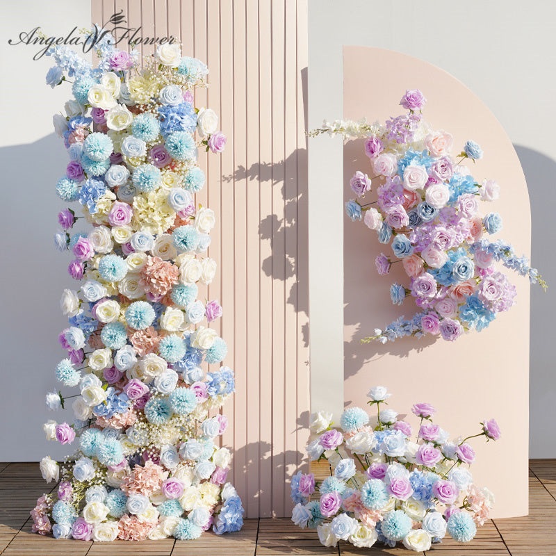 A7650 Colorful  Wedding Backdrop 5D Floral Arrangement Stage Floor Flower Row