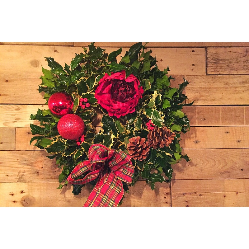 Bespoke Holly Wreath-Red & Gold & Green