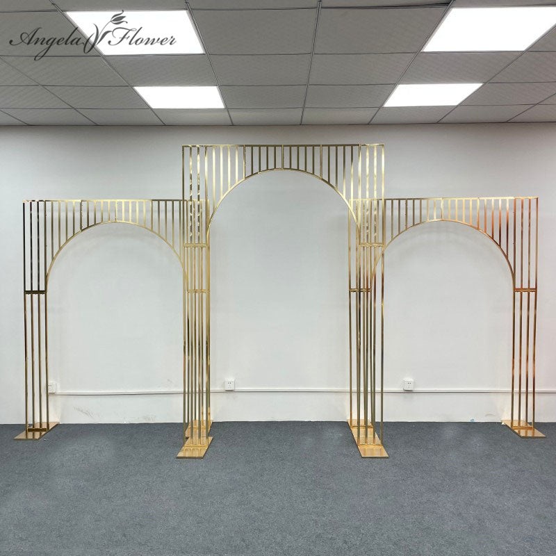 Gold-Plated Arch Wedding Backdrop Frame Square Party Decor A192 A7463
