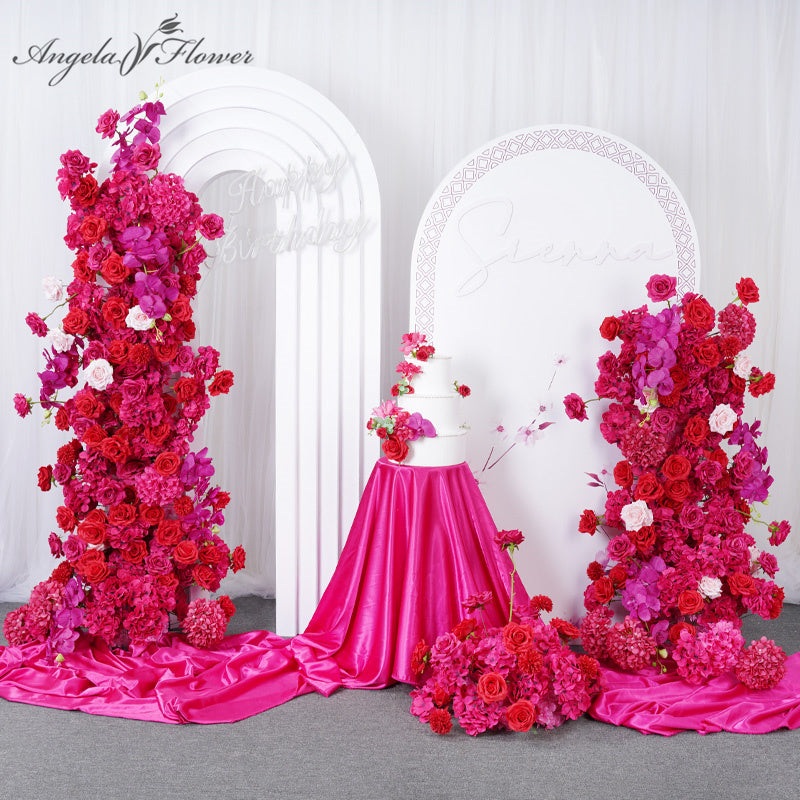 Luxury 5D Red Pink Wedding Backdrop Floral Arrangement A176 A7645