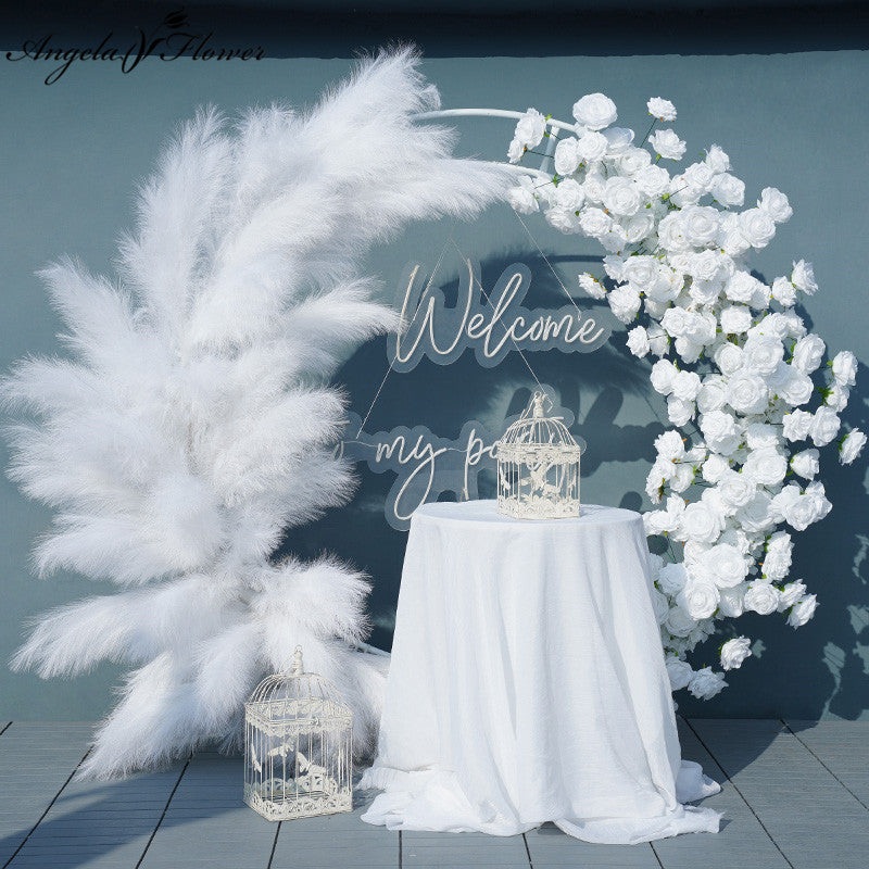 Wedding Backdrop Arch Rose Reed Pampas Grass Arrangement  A197 A7666