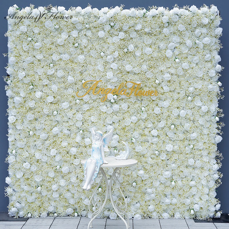 White Luxury 5D Cloth Flower Wall Wedding Decor A180 A7700