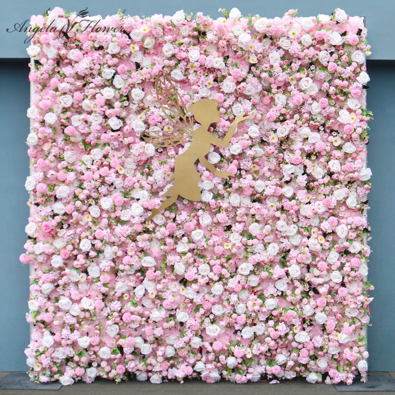 White Pink 5D Cloth Flower Wall Wedding Backdrop Decor A623 A4787
