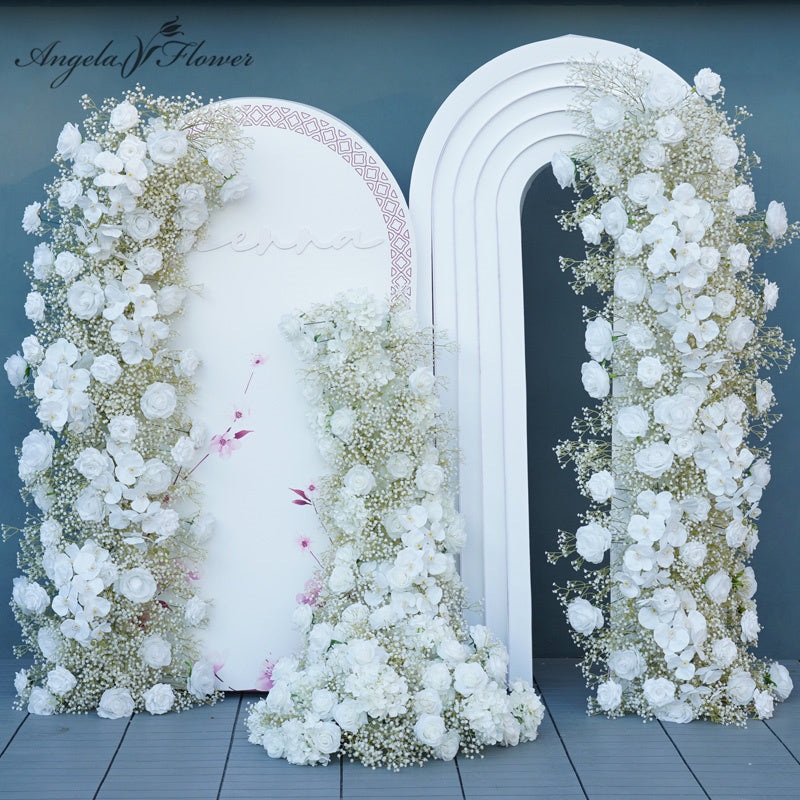 White Rose Orchid Baby Breath Wedding Floral Arrangement A187 A7654
