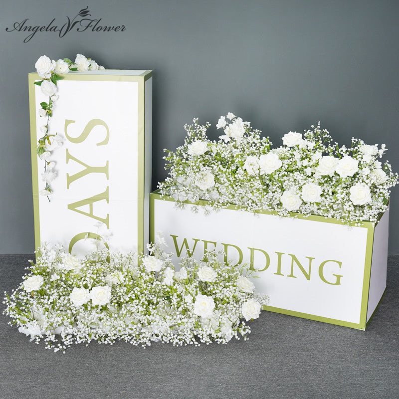 A207 A7452 Baby Breath White Rose Wedding Background Table Centerpiece Ball