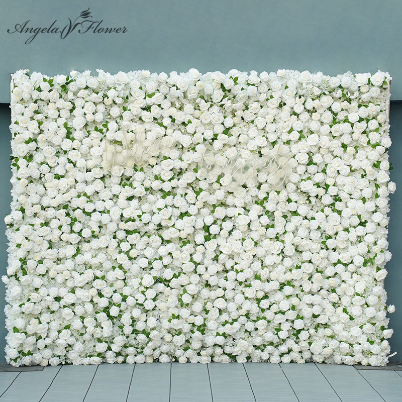 A7057 White 5D Fabric Flower Wall Event Wedding Backdrop Decor