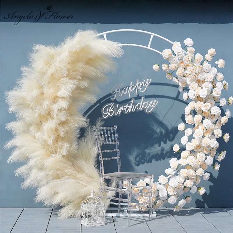 A7488 Champagne Pampas Grass Rose Wedding Floral Arrangement