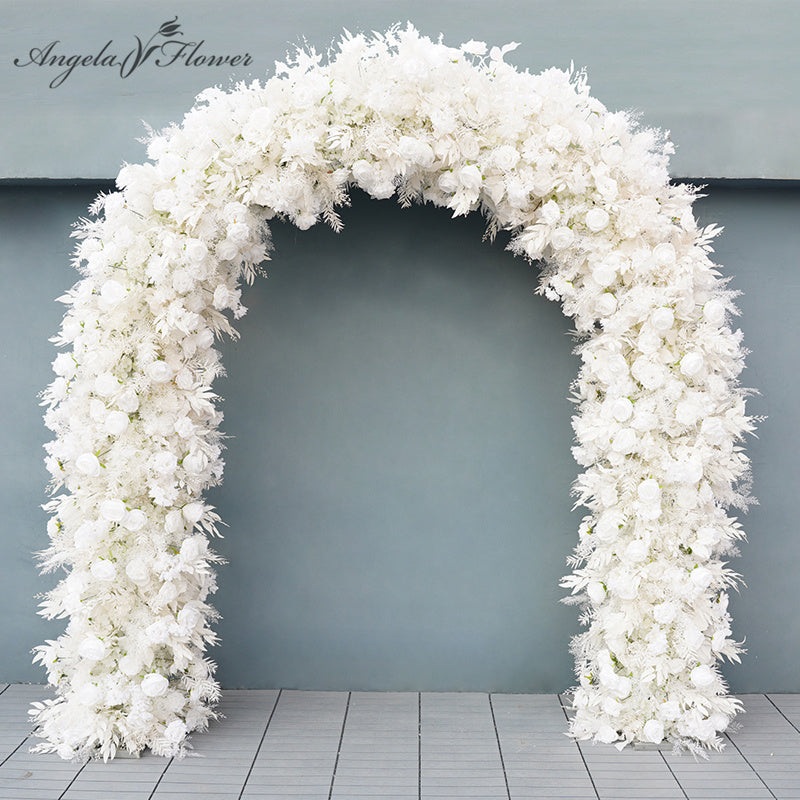 A7550 A7718 A4175 Luxury Wedding Background Flower Stand White Foggrass Rose Arch