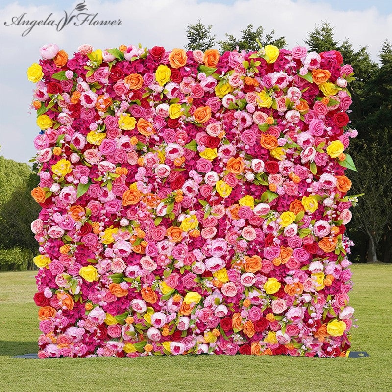 A7755 5D Colorful Rose Peony Cloth Flower Wall Wedding Backdrop