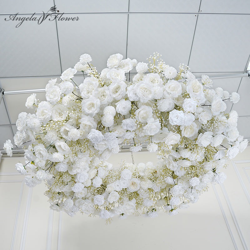 A7756 White Wedding Background Ceiling Arch Hanging Hoop Frame Hanging Flower Rrow