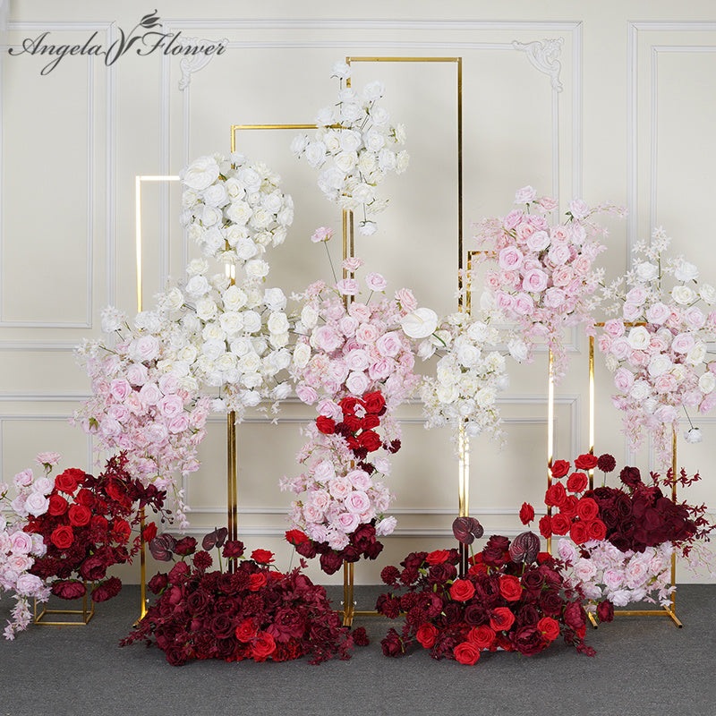 A7765 White Pink Rose Hanging Floral Arrangement Wedding Background Decoration