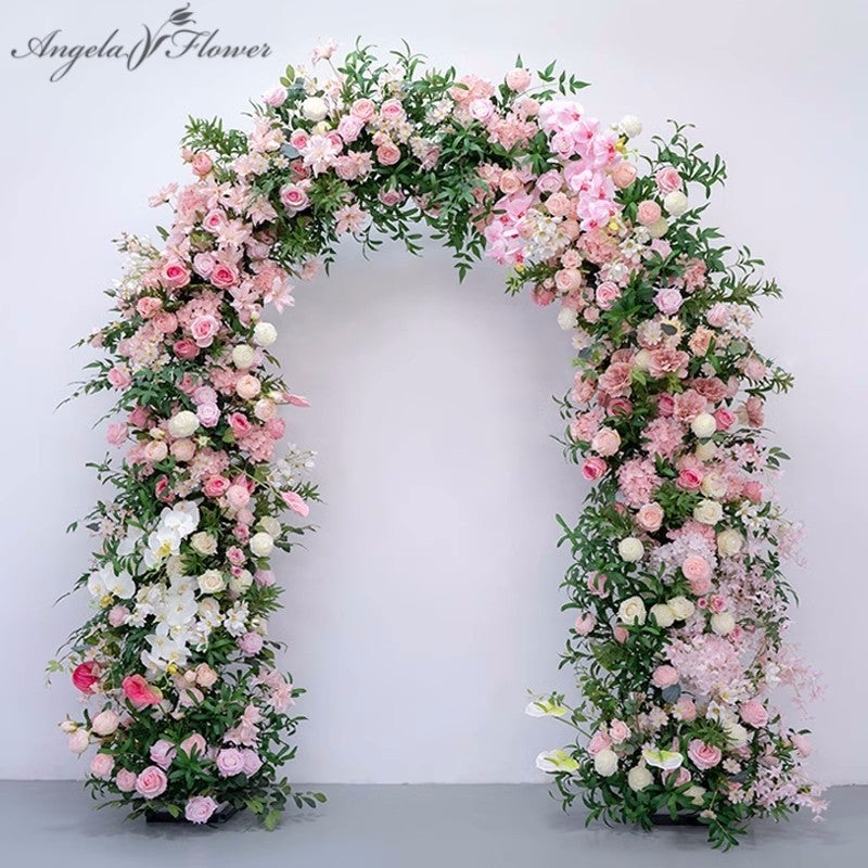 A7768 Luxury Outdoor Wedding Background Pink Flower Arrangement Row