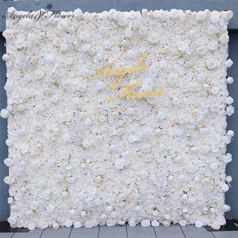 A7768 White Ivory Rose Orchid 3D Cloth Flower Wall