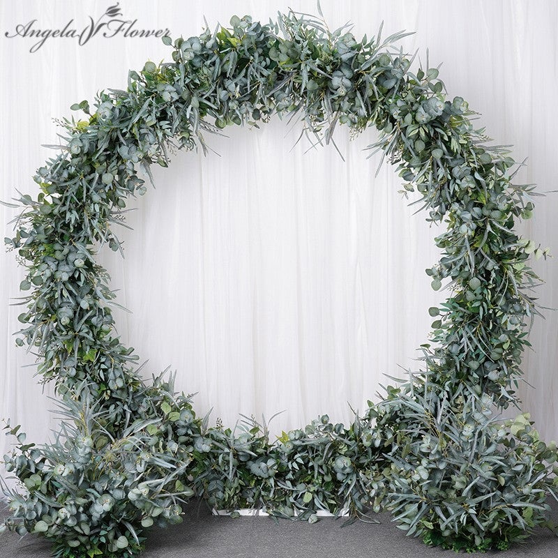 A7774 Green Real Touch Eucalyptus Willow Leaf Flower Row Runner Wedding Backdrop