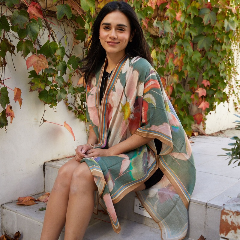 Conspicuous Floral Kimono – Sage Green