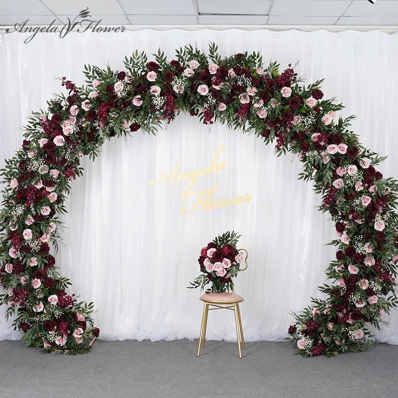 A7783 Red Pink Rose Floral Arrangment Decor Arch Frame Wedding Backdrop Flower Row
