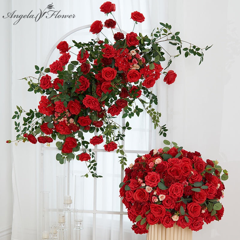 A7785 Rose Green Leaves Hang Corner Flower Wedding Table Decor Floral Ball