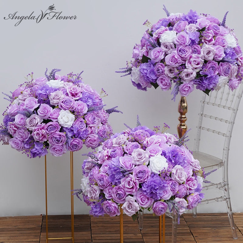 A7788 60cm Purple Rose Table Centerpiece Floral Ball Wedding Road lead Prop