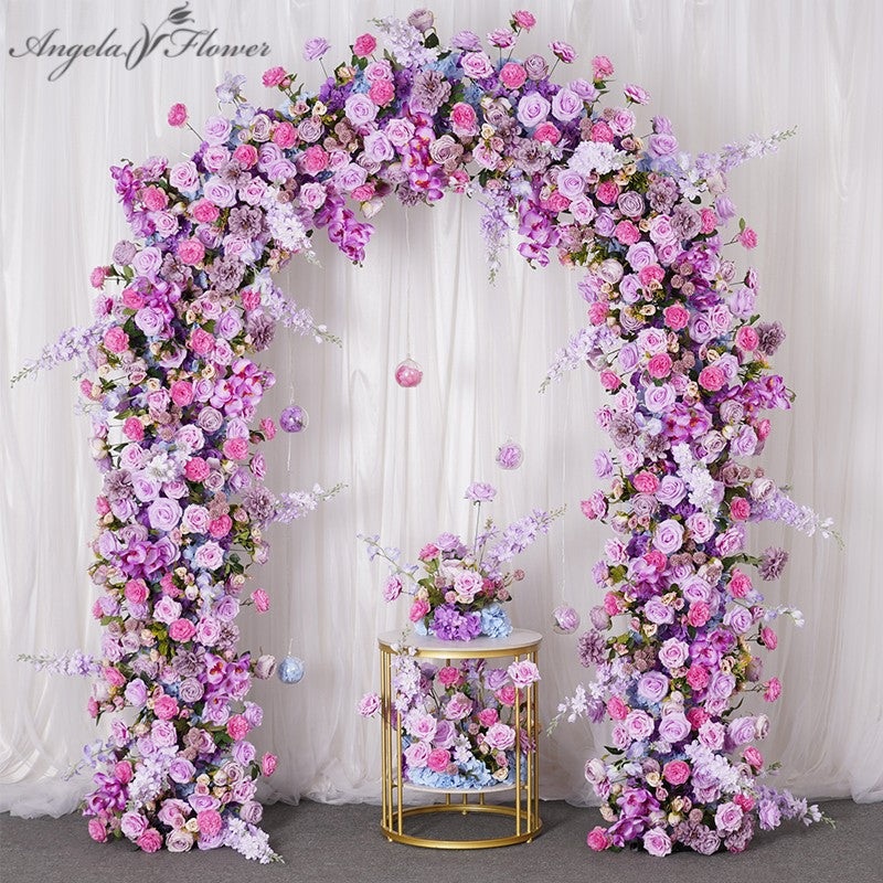 A7792 Delphinium Flower Row Wedding Backdrop Arch Decor Floral Arrangement