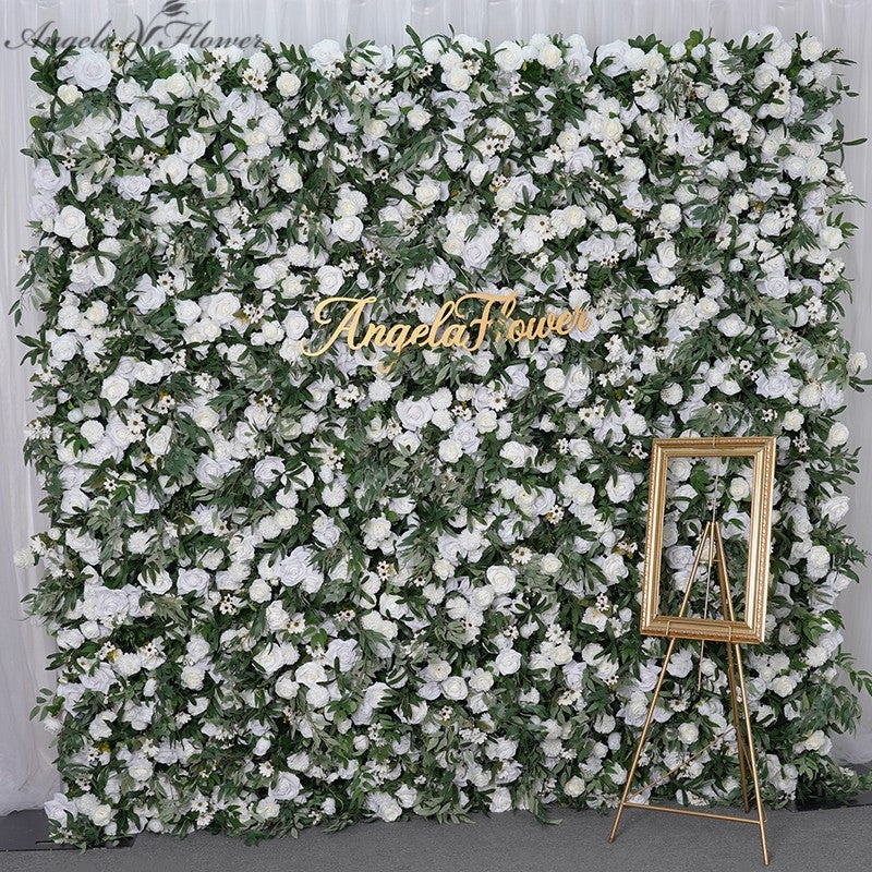 A7800 Green Olive Leaf 5D Roll Up Cloth Flower Wall Wedding Backdrop Fabric Plants Wall