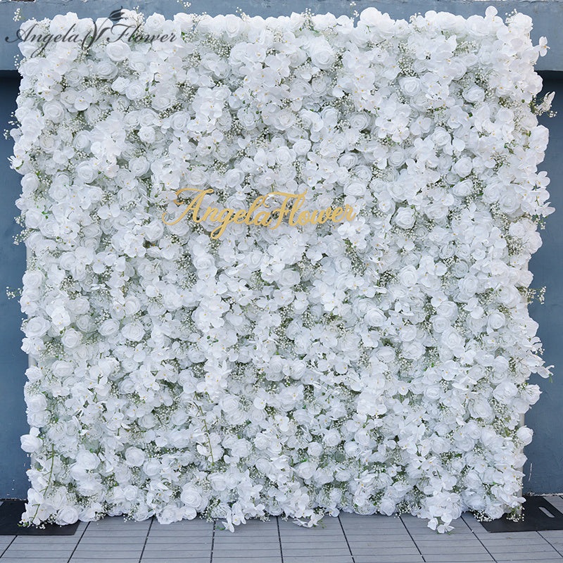 A7810 Pure White Flower Wall Wedding Backdrop Cloth Flower Wall