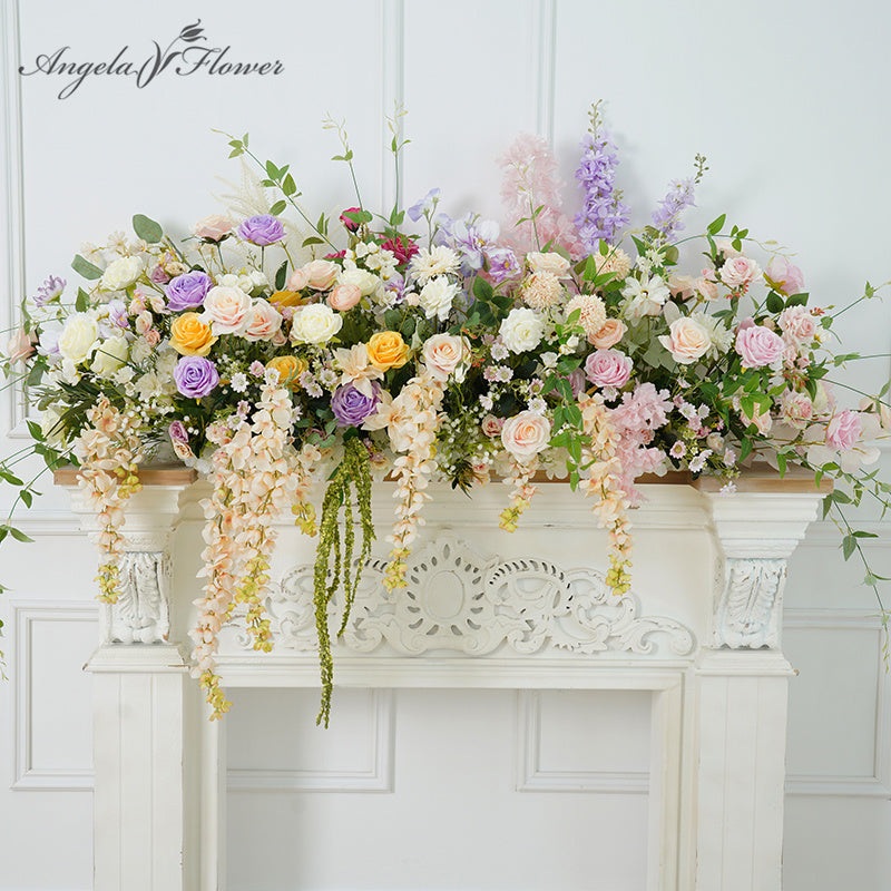 A9011 Fireplace Decor Flower Row Wedding Background Arch Floral
