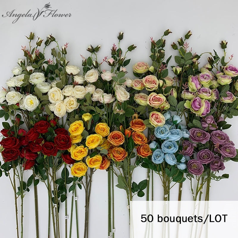 50pcs/Lot  Artificial Rose Branch Weddding Home Ornaments A1223