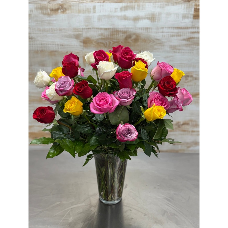 36 Assorted Roses-No Filler Flower & With Babies Breath