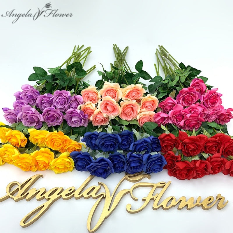A1329 100Pcs Artificial Rose Flower Branch Wedding Arrangement Floral Accessories