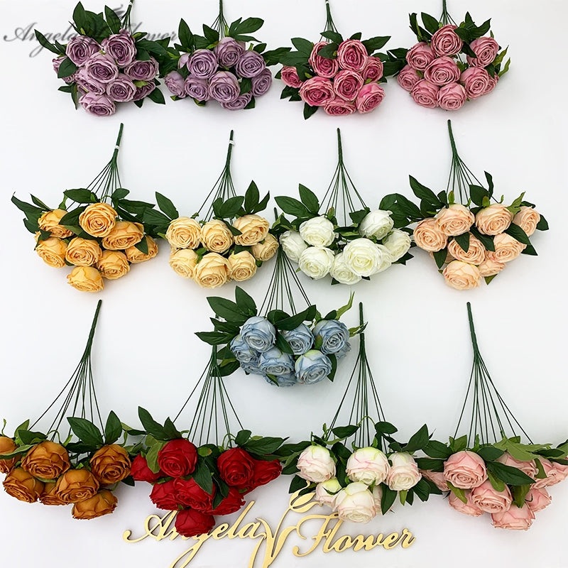 A7105 10 Heads Artificial Rose Wedding Flower Arrangements Material