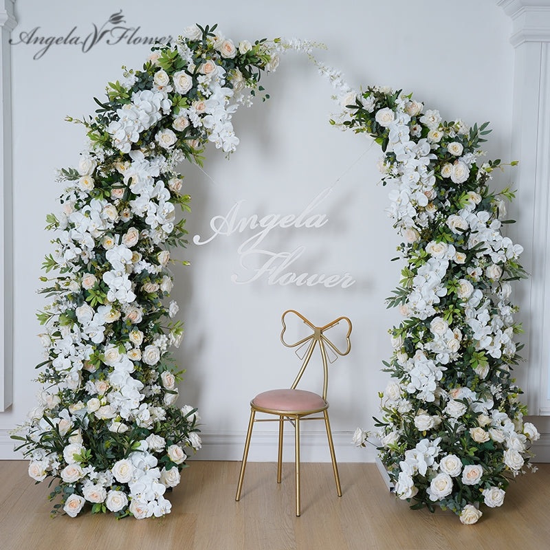 A8736 Willow Leaf Flower Arrangement Event Stand Wedding Backdrop Horn Arch Decor