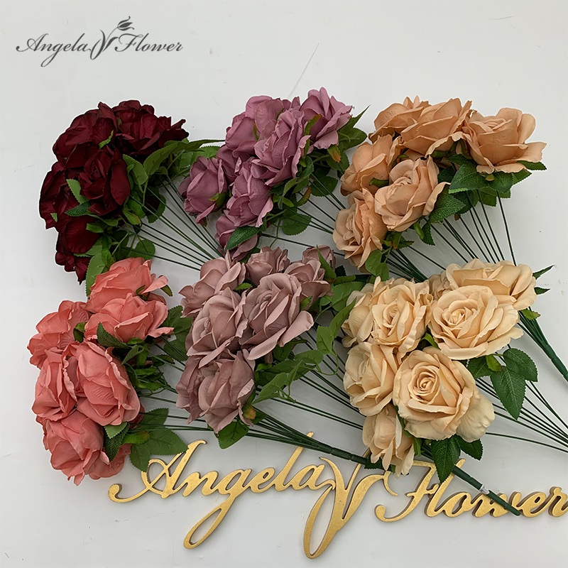 20 pieces/batch of 10 silk roses artificial bouquet material decoration A7329