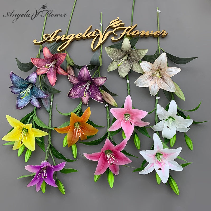 A1048 20pcs Artificial Lily Flowers Wedding Floral Accessories