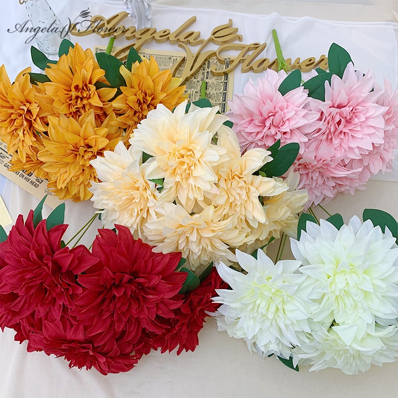 A4317 15pcs 10 Heads/Bunch Dahlia Artificial Silk Fake Flower Bouquet