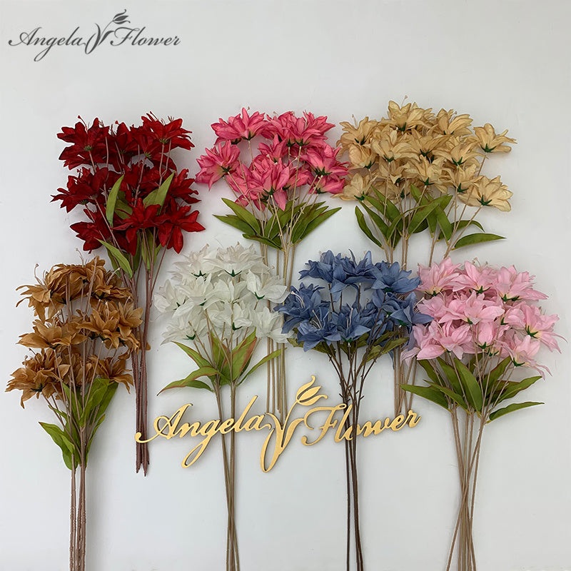 A7650 20pcs 3 Heads Lily Flowers Wedding Floral Accessories