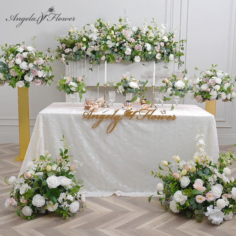 A8806 Anson Green Leaf Tulip Rose Flower Arrangement Wedding Bouquet Vase