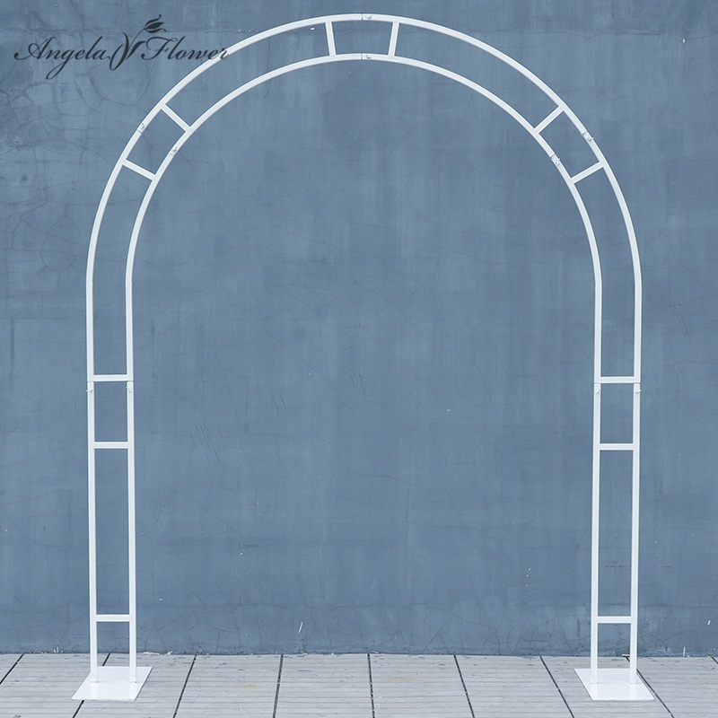 A4175 7.2ft White Stable Double Pipe Plate Base Strong Wrought Iron Shelf Wedding Backdrop