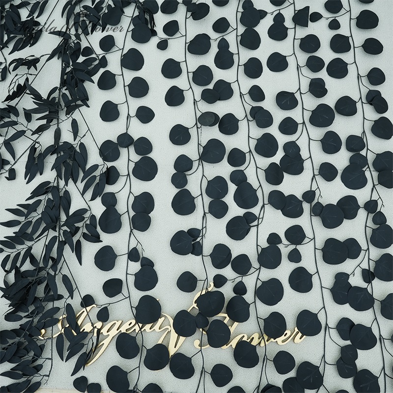 A4647-3693 50pcs Aritificail Black Eucalyptus Willow Leaf Rattan Plant Vine