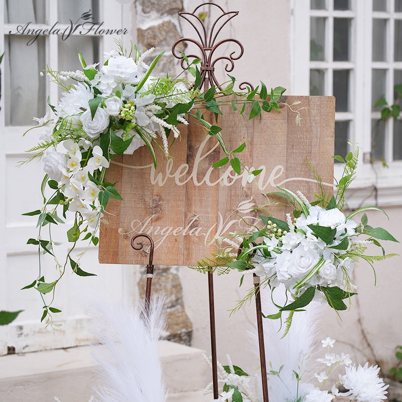 A8624 White Series Welcome Sign Flower Wedding Event Props