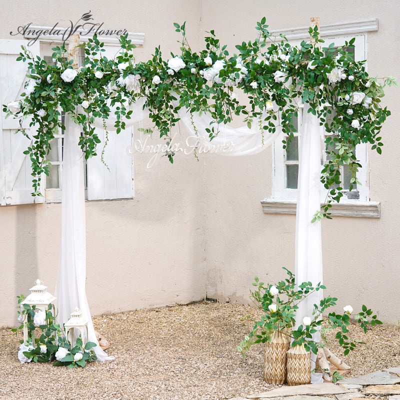 A8624 White Series Wisteria Flower Row Decor Wedding Backdrop Frame
