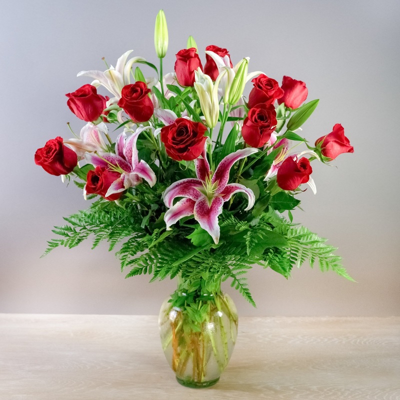 Roses and Lilies-Standard & Deluxe (As Shown) & Premium